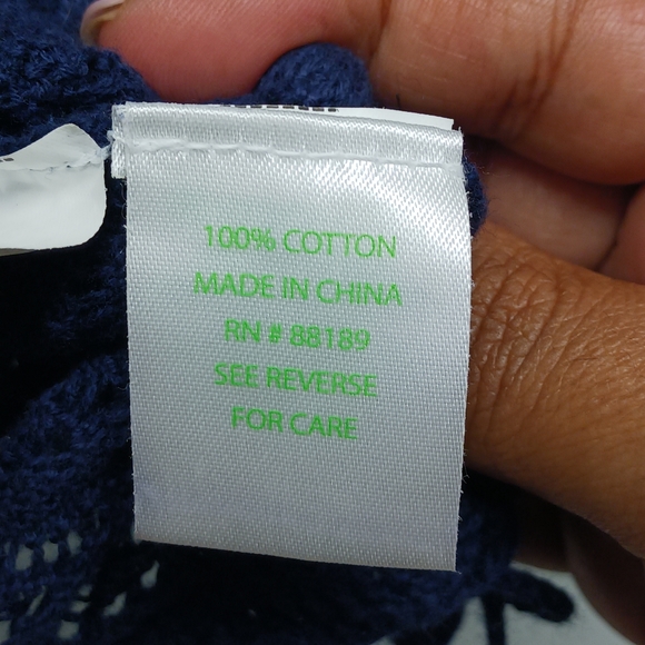 Lilly Pulitzer Crochet Top Women Size XS Navy Blue Long Sleeve 100% Cotton - Picture 5 of 8